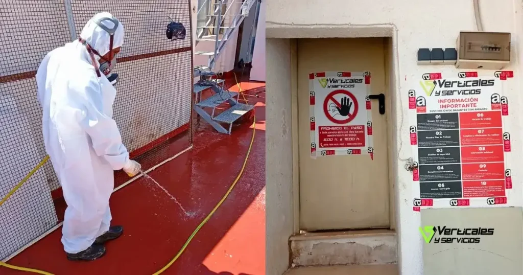 Operario de Verticalesyservicios retirando uralita