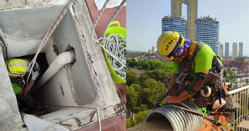 Trabajos en altura que ejemplifican las diferencias acerca de cómo elegir una buena empresa de trabajos verticales y una "pirata".