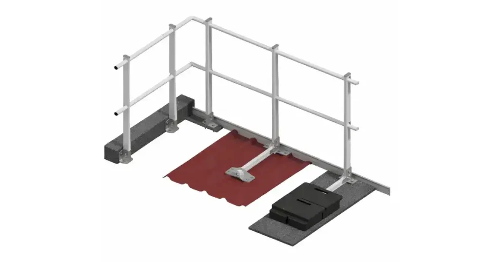 Barandillas de seguridad como medidas de protección colectiva en altura.