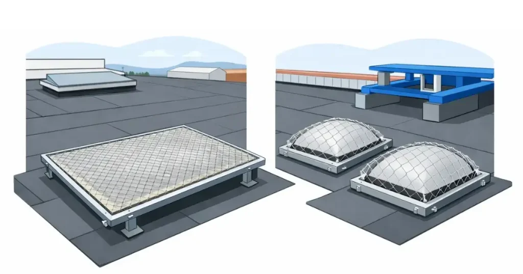 Mallas de protección para lucernarios y claraboyas.